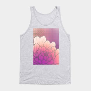 lilac peony flower on geometric wallpaper background Tank Top